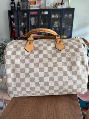 Louis Vuitton Damier Azur Canvas Satchel - White and Tan